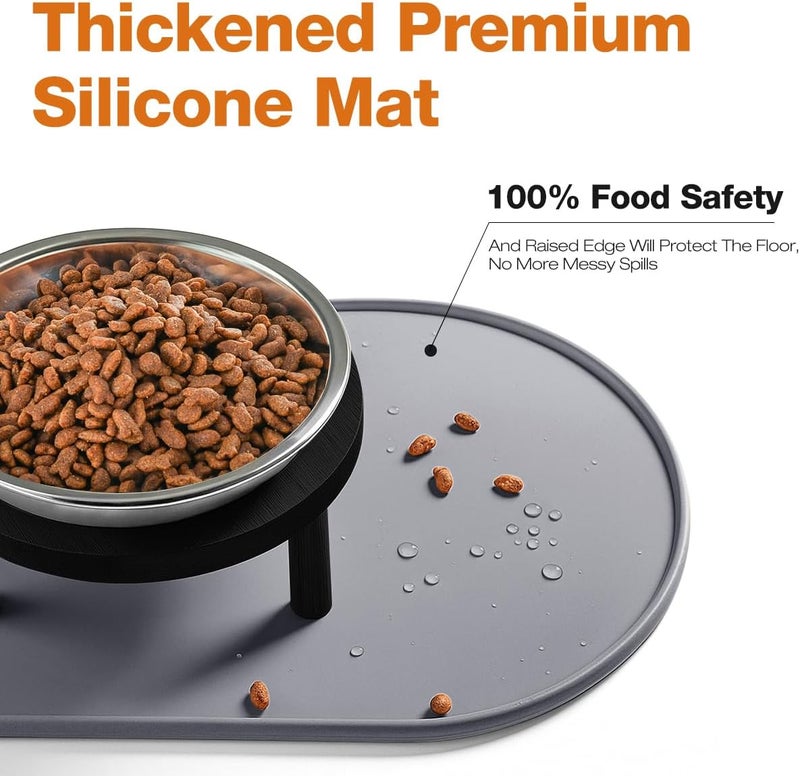 Summark Elevated Cat Bowls with Food Mat,6.3 Inches Shallow Raised Bowls Whisker Friendly,2 Stainless Steel Cat Food and Water Dishes for Cats and Puppies,Dishwasher Safe(Black) - Image 4